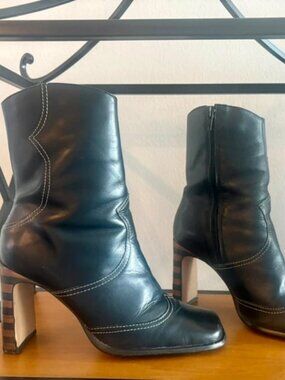 Sexy black leather boots
